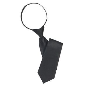 Men's Adjustable Zipper Straps Solid Color Necktie Business Tie Medium Black-Zip